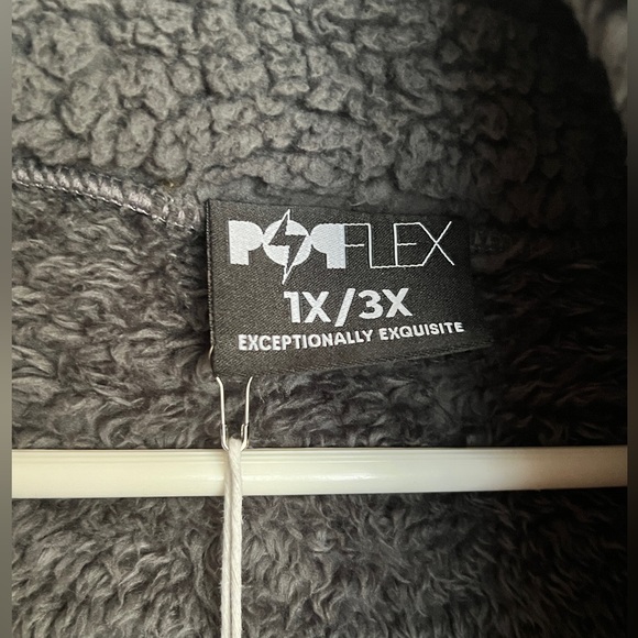 POPFLEX Faux Sherpa Cocoon Coat - Cool Grey 1x / 3x - Picture 3 of 7